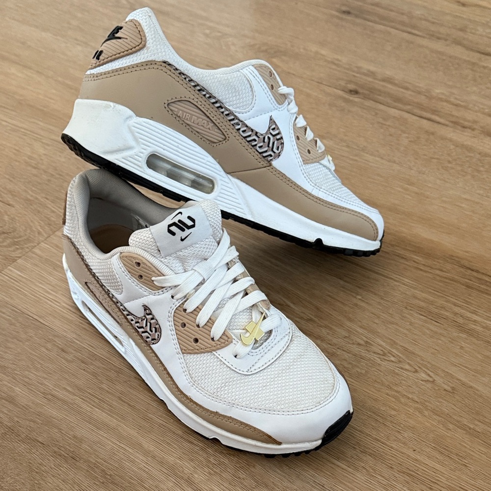 Nike Air Max White and Tan Sneakers